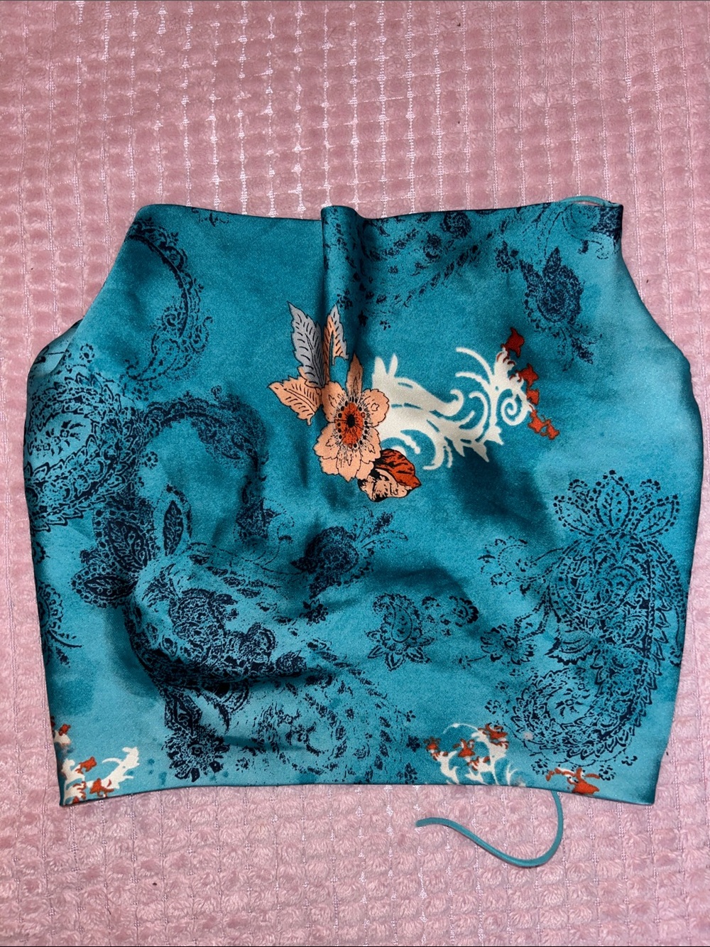 Fashion Nova Turquoise Floral Paisley Crop Cami